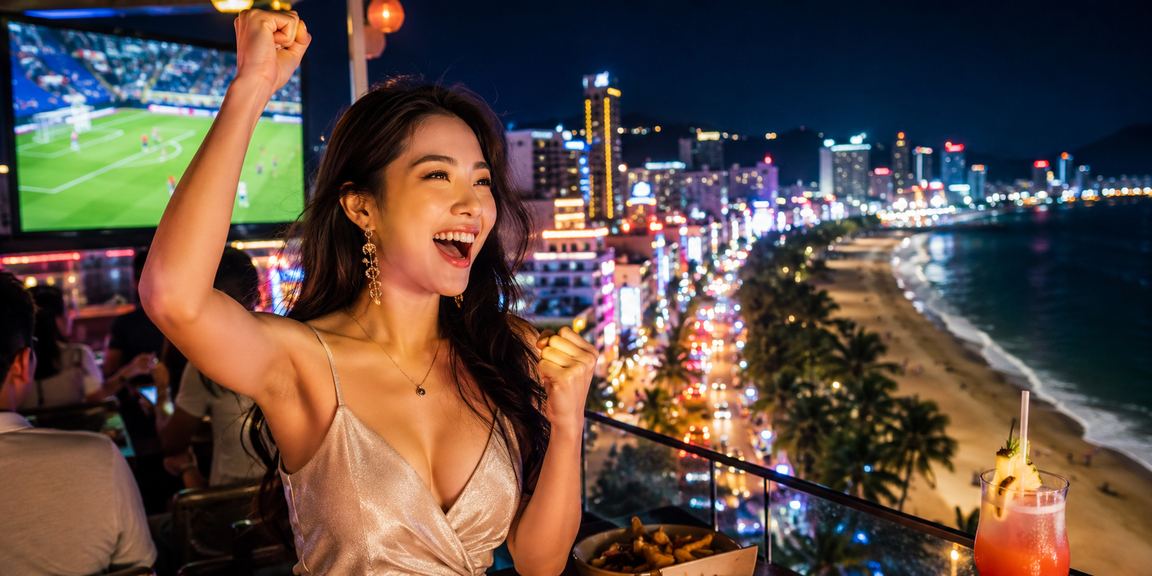 Người dùng Nha Trang sử dụng voucher VIP bonus trong không khí chợ đêm sôi động ven biển